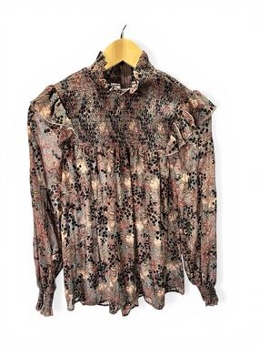 Knox Rose Floral Smocked Blouse Size XS Western Festival  Cottagecore EUC